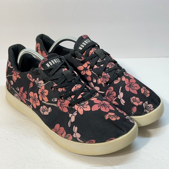 NOBULL Shoes - NOBULL Training Shoes W 12.5/M 11 Black Pink Cherry Blossom Floral Canvas Gym